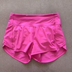 Lululemon Women’s Speed Up Mid-Rise Lined Shorts 4”, Highlight Pink, 2